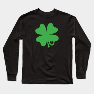 St Patricks Day Shirt Women Irish Green Clover Heart Long Sleeve T-Shirt